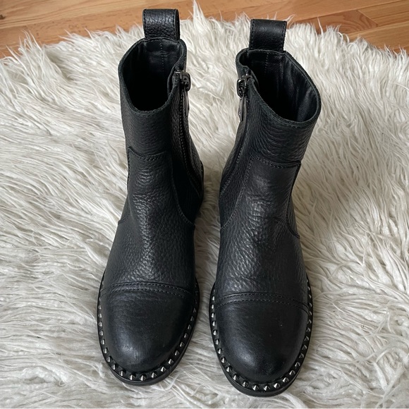 Zadig & Voltaire Black Textured Leather Studded Empress Clous Boots EUC Size 37 - Picture 9 of 12